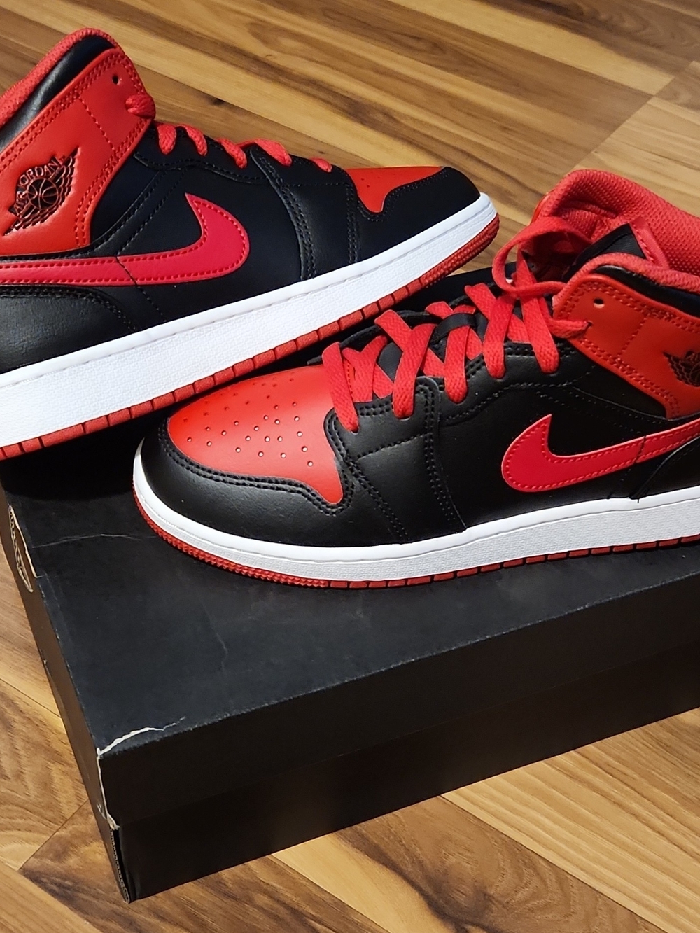 Nike 5.5 Y Kid Air Jordan 1 Mid Black Red DQ8423-060